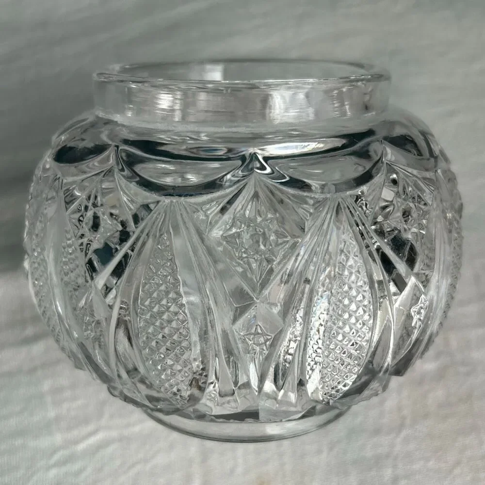 Co-operative Flint Glass Co. Rose Bud Vase Puff Jar
